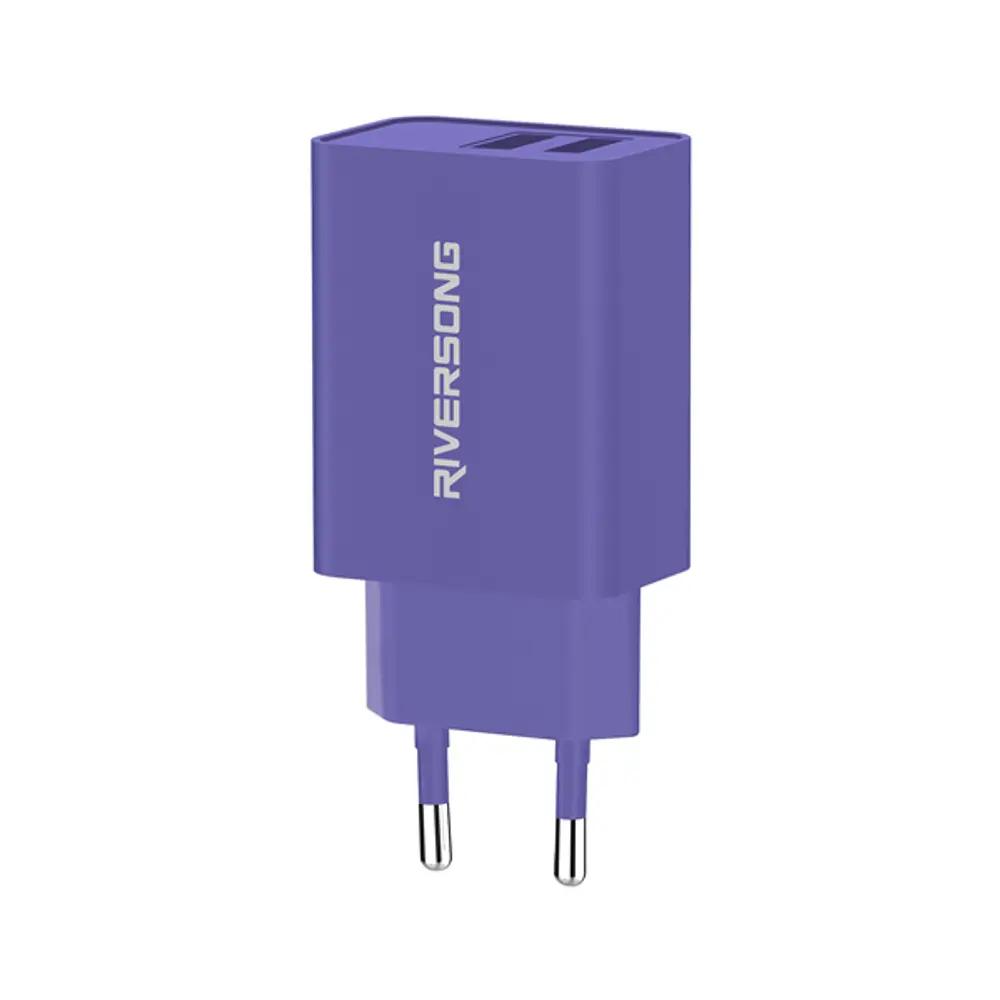 Riversong Travel Adapter SafeKub D2 2.4A Dual USB Purple_1.webp