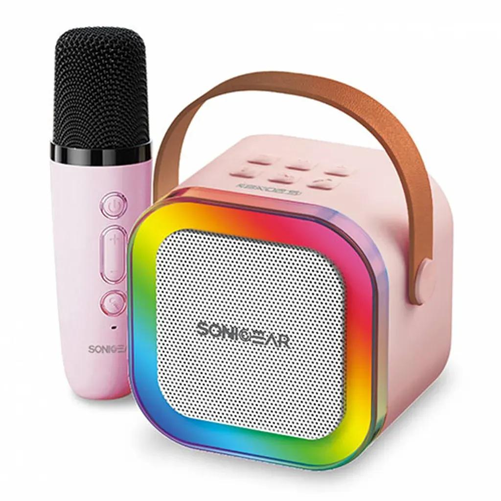 SONICGEARIOXK200BLUETOOTH5.1HOMEKARAOKEPORTABLESPEAKERWITHWIRELESSMICPINK