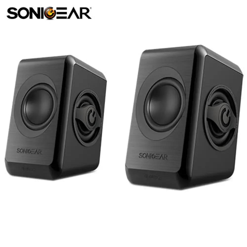 SONIC GEARS USB POWERED QUAD BASS SPEAKERS 20 BLACK COOL GRE