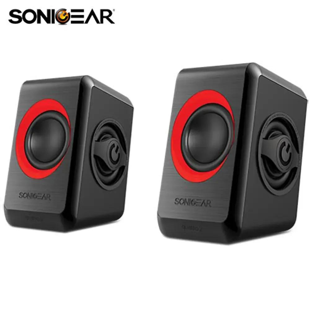 SONIC GEARS USB POWERED QUAD BASS SPEAKERS 20 BLACK FESTIVE RED