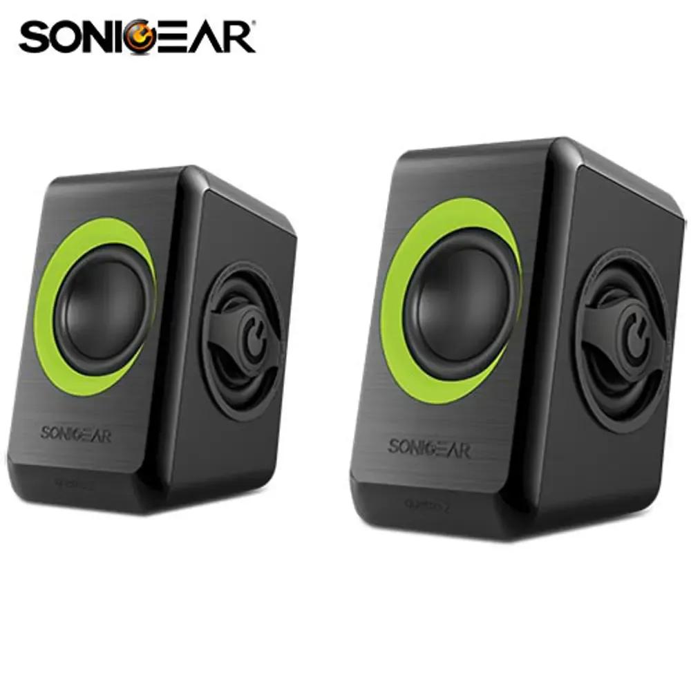 SONIC GEARS USB POWERED QUAD BASS SPEAKERS 20 BLACK LIME GREEN