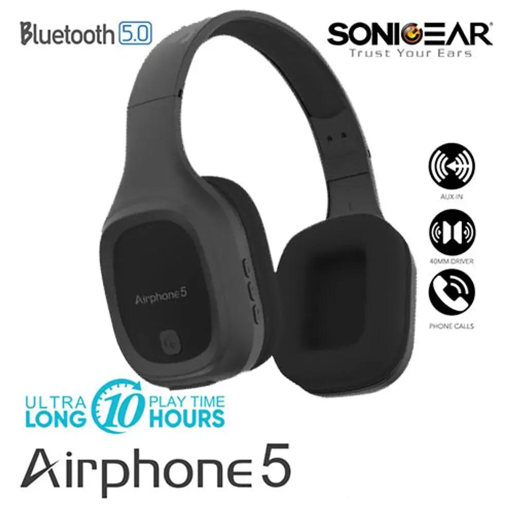 SONIC GEAR BLUETOOTH 5.0 HEADSET 2019 AIRPHONE 5 B.GUN METAL
