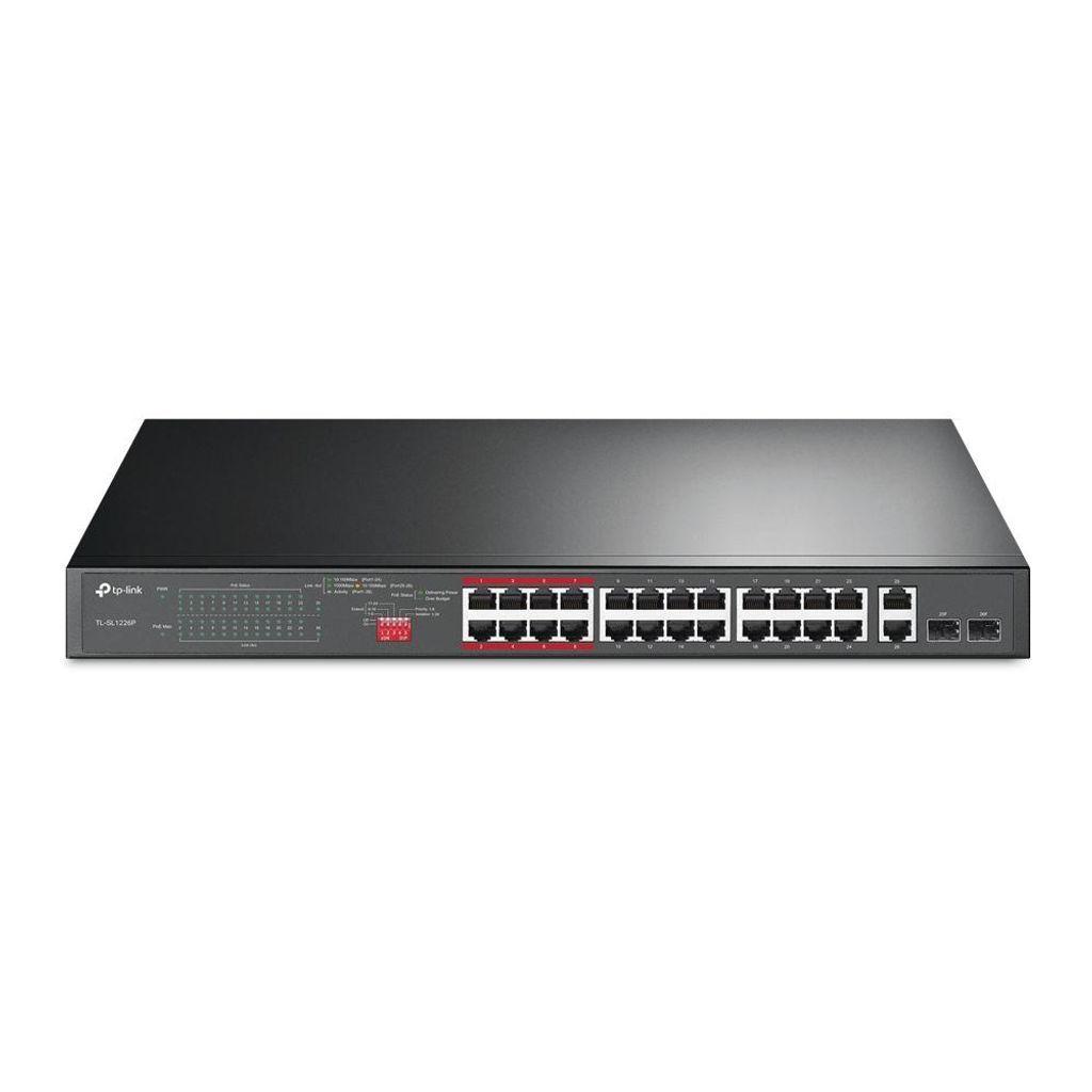 TP-Link26-Port10100Mbps2-PortGigabitUnmanagedPoESwitchTL-SL1226PTPTL-SL1226P