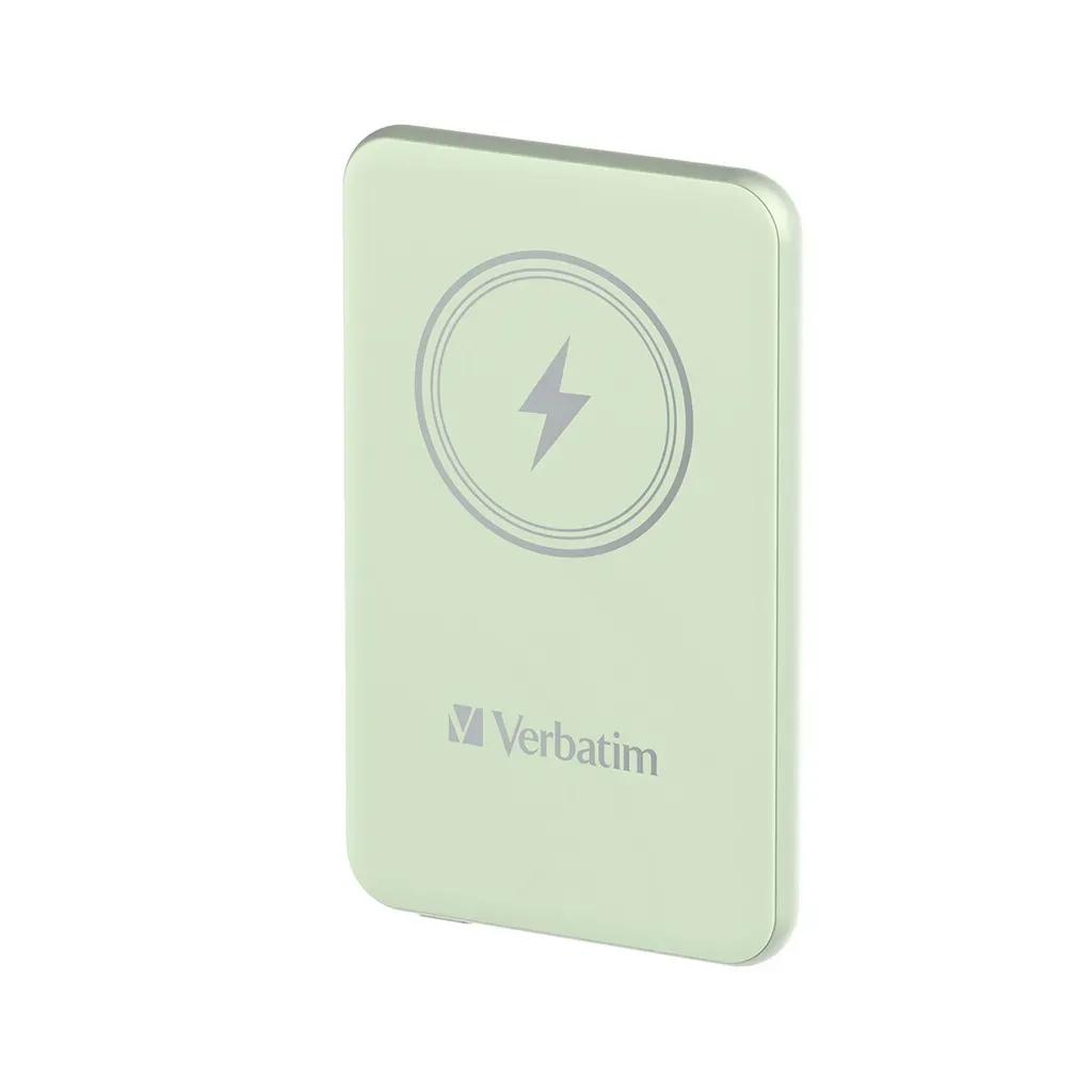 VerbatimChargenGoMagneticWirelessPowerBank5000Green