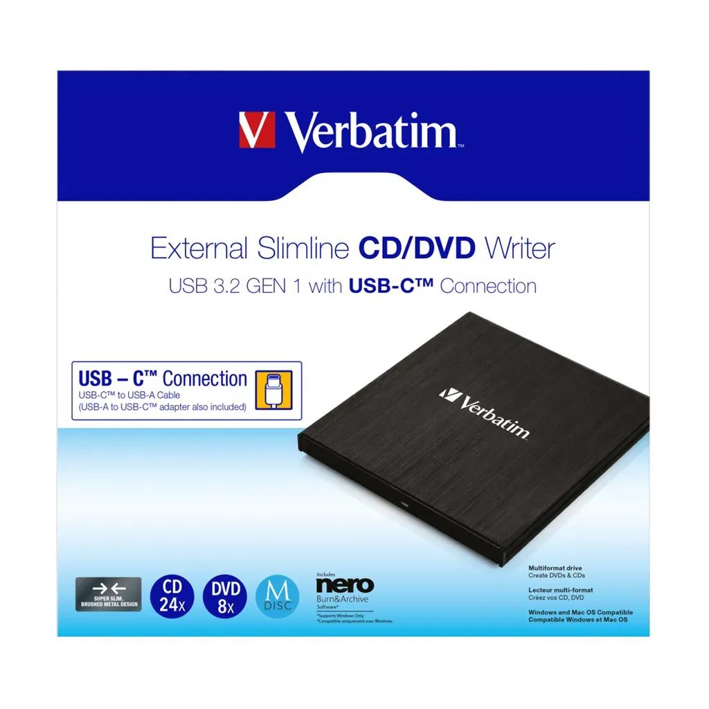 VerbatimExternalSlimLineCD-DVDWriter-ReaderUSB3.2-43886