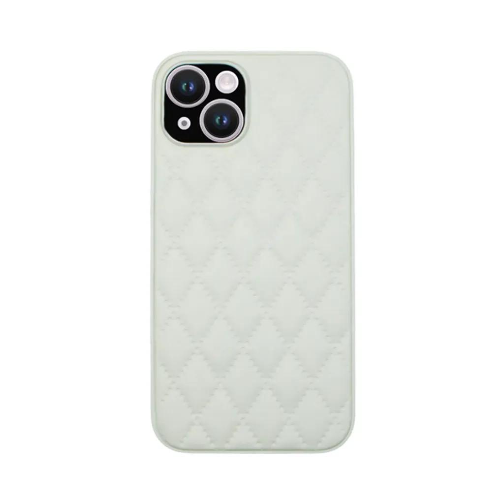 VividDiamondShapePULeatherCaseAppleiPhone14White