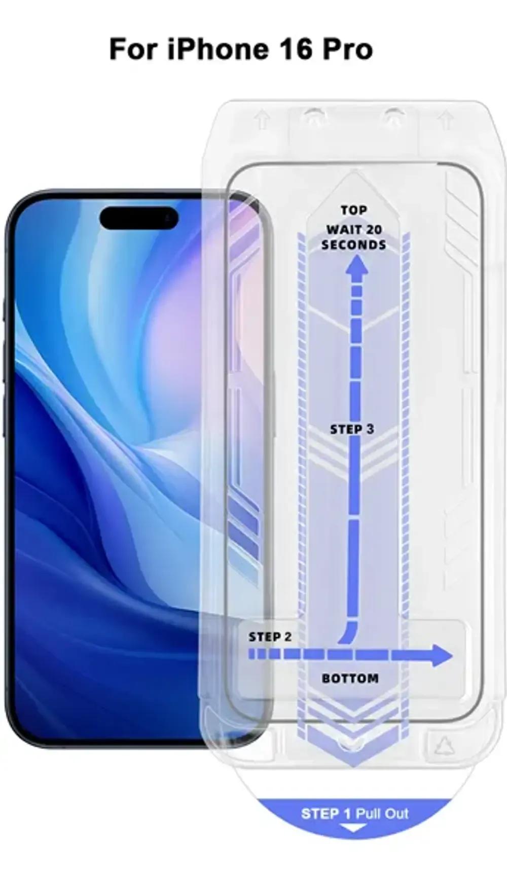 Vivid Full Face Tempered Glass WApplicator Apple iPhone 16 Pro Max Black