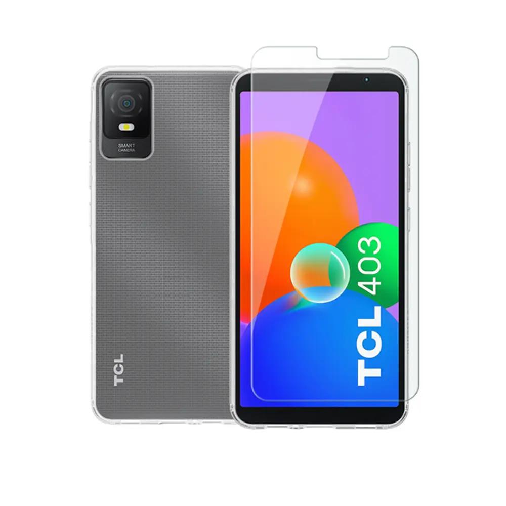 Vivid Set TPU Case + Tempered Glass TCL 403 Transparent_1.webp