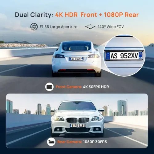 70maiA800SE-1FrontRearDashCam4kw.3inchscreensetw.RearviewCam-2160p140FOV