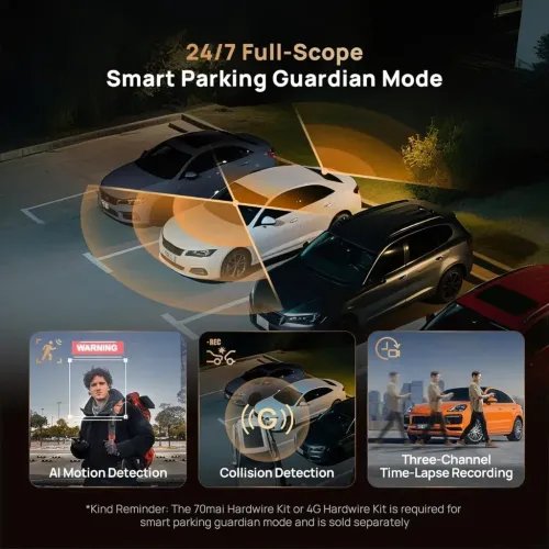 70maiDashCam4KT8004kRearCam.256GBSD3-ChannelwDual4KIMX678HDRNightVisionAI