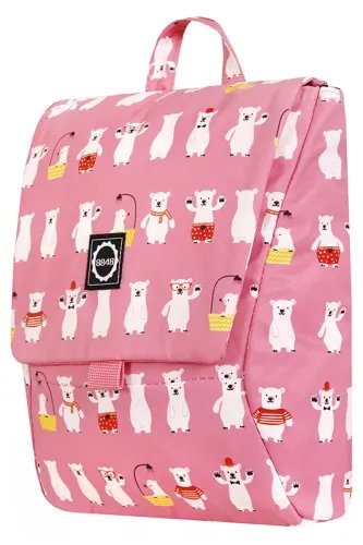 8848 TRAPEZOIDAL BACKPACK FOR CHILDREN WITH WHITE BEARS PRINT