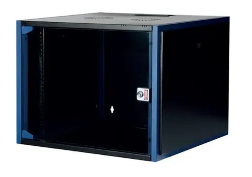 9U19HyperlineWallStandingCabinetW600mmxD600mmSXwith8xSchukopowerstripandShelfD300