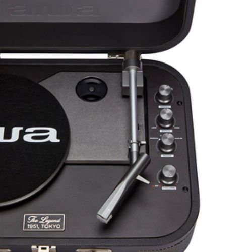 AIWAVINTAGETURNTABLEINLEATHERBRIEFCASEWITH2WAYBLUETOOTHUSB-MP3PLAYERRECORDERDARKSILVER