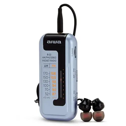 AIWA MINI POCKET RADIO WITH EARPHONES SILVER