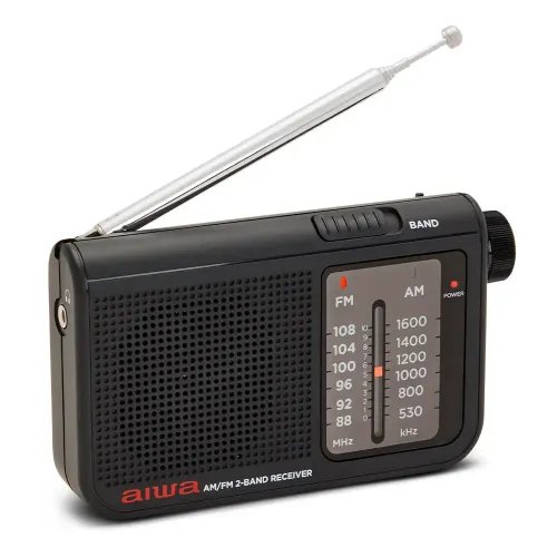 AIWA POCKET AMFM RADIO WITH DUAL ANALOG TUNER BLACK