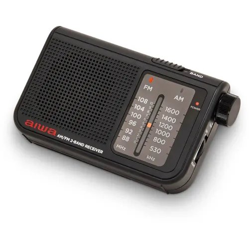 AIWA POCKET AMFM RADIO WITH DUAL ANALOG TUNER BLACK