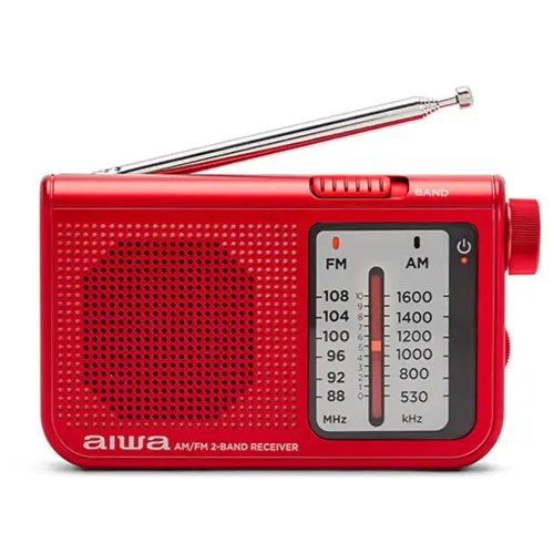 AIWA POCKET AMFM RADIO WITH DUAL ANALOG TUNER RED