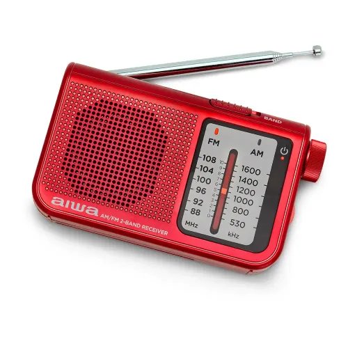 AIWA POCKET AMFM RADIO WITH DUAL ANALOG TUNER RED