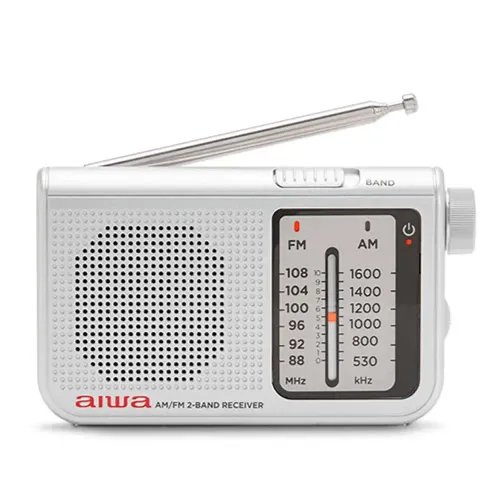 AIWA POCKET AMFM RADIO WITH DUAL ANALOG TUNER SILVER