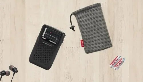 AIWA POCKET RADIO WITH EARPHONES BLACK