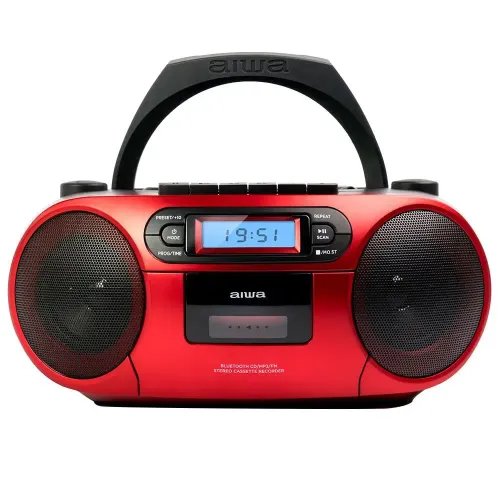 AIWA PORTABLE CDMP3USBTAPEBT WITH FM PLL RADIO RED