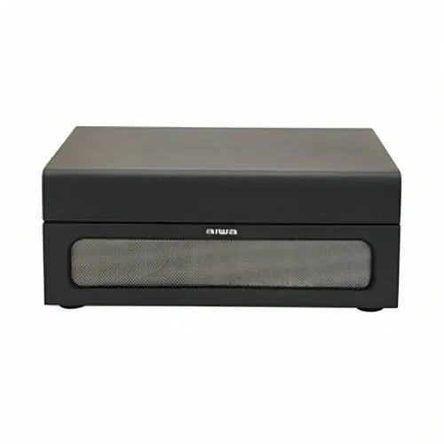 AIWA VINTAGE TURNTABLE IN LEATHER BRIEFCASE BLACK