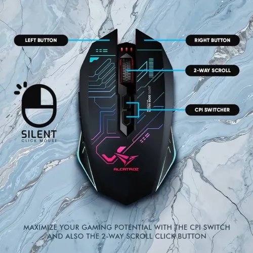 ALCATROZSILENT2.4GWIRELESSRGBGAMINGMOUSE4800CPIX-CRAFTAIRULTRA6000