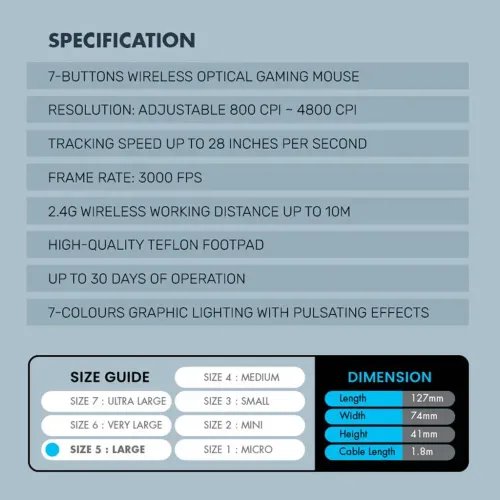 ALCATROZSILENT2.4GWIRELESSRGBGAMINGMOUSE4800CPIX-CRAFTAIRULTRA6000