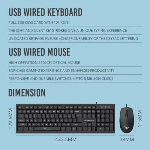 ALCATROZUSBWIREDKEYBOARDANDMOUSEXPLORERC3600BLACK