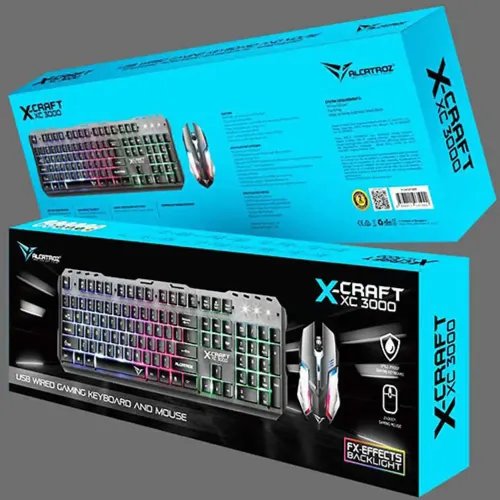 ALCATROZ WATERPROOF USB RGB WIRED COMBO KEYBOARD AND MOUSE X-CRAFT XC3000