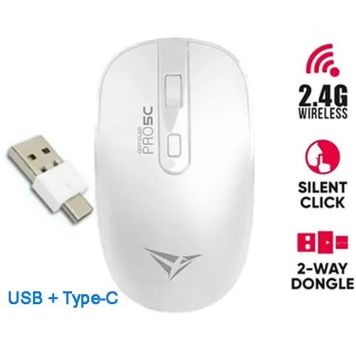 ALCATROZ WIRELESS TWO WAY DONGLE USBTYPE-C SILENT MOUSE WHITE
