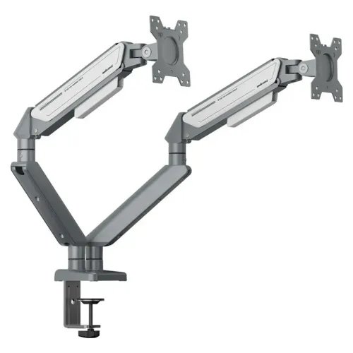 ANDASEATMonitorARMStandA6D-2SSilverWhiteDualWeightCapacityperScreen2-9kg