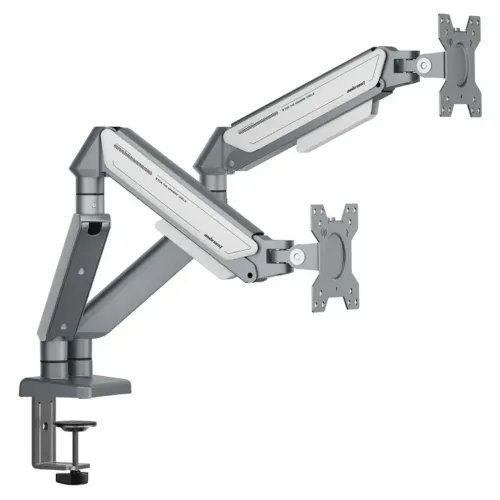 ANDASEATMonitorARMStandA6D-2SSilverWhiteDualWeightCapacityperScreen2-9kg
