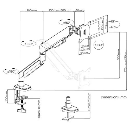 ANDASEATMonitorARMStandA9Black-WhiteWeightCapacity2-15kg