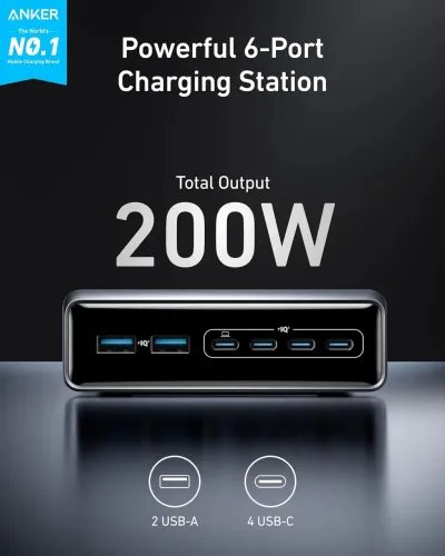 ANKERDesktopChargerPrime200W6Ports