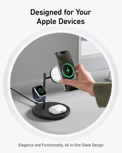 ANKERMagGo3in1WirelessChargingStandBlack15W