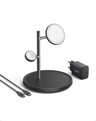 ANKERMagGo3in1WirelessChargingStandBlack15W