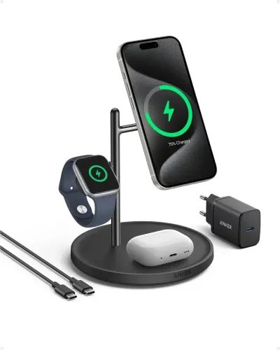 ANKERMagGo3in1WirelessChargingStandBlack15W