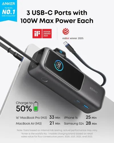 ANKERPowerbank25000mAh165WMax3xUSB-C