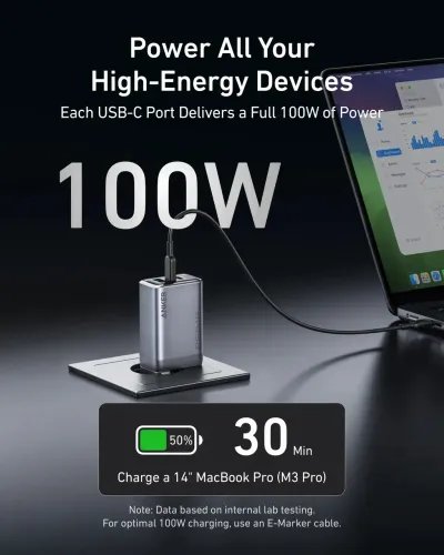 ANKERWallChargerPrime100WGanPrime3Ports