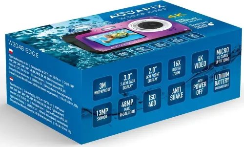 AQUAPIX WATERPROOF 4K CAMERA W-3048 PURPLE EDGE