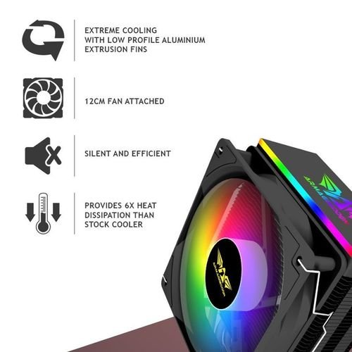 ARMAGGEDDONARGBSILENT12CMCPUCOOLINGFAN6HEATPIPESBLACK