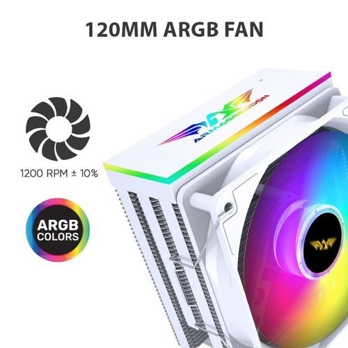 ARMAGGEDDONARGBSILENT12CMCPUCOOLINGFAN6HEATPIPESWHITE