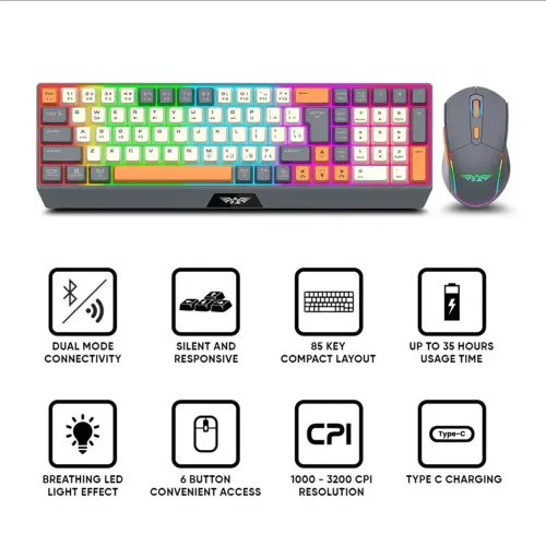 ARMAGGEDDONDUALMODEGAMINGCOMBOKEYBOARDANDMOUSEMM-852RDUOSTEALTHGREYORANGE