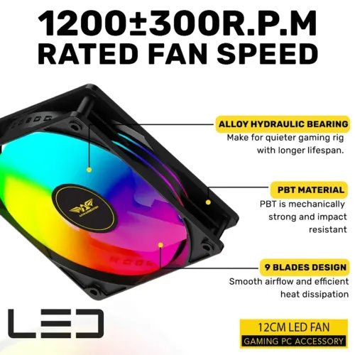 ARMAGGEDDONDURABLESILENTFANARGBKIT6000PRO4PACKBLACK