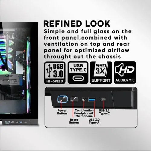 ARMAGGEDDONE-ATXRGBTRANSPARENTFISHTANKGAMINGCASEAQUARONXTREMEBLACK