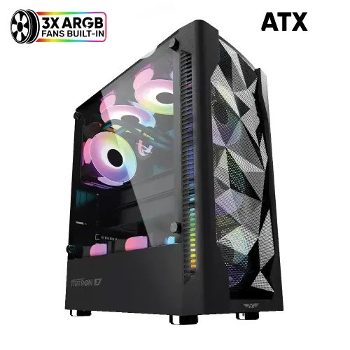 ARMAGGEDDONGAMINGPCCASEDUALCHAMBERWITH3ARGBFANSTRITRON3BLACK