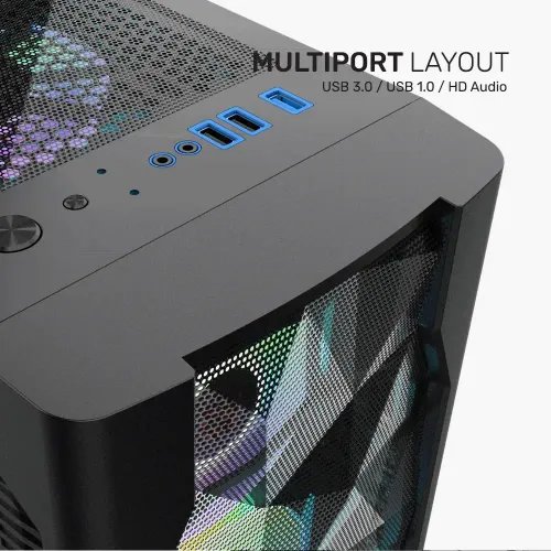 ARMAGGEDDONGAMINGPCCASEDUALCHAMBERWITH3ARGBFANSTRITRON3BLACK