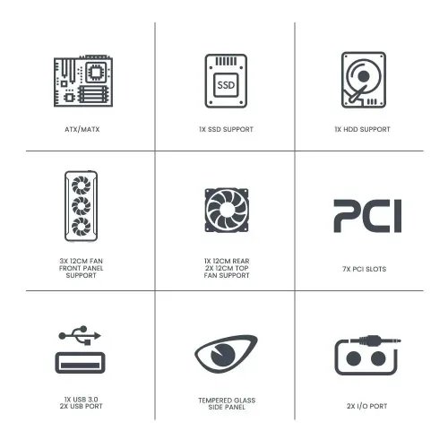 ARMAGGEDDONGAMINGPCCASEDUALCHAMBERWITH3ARGBFANSTRITRON3WHITE