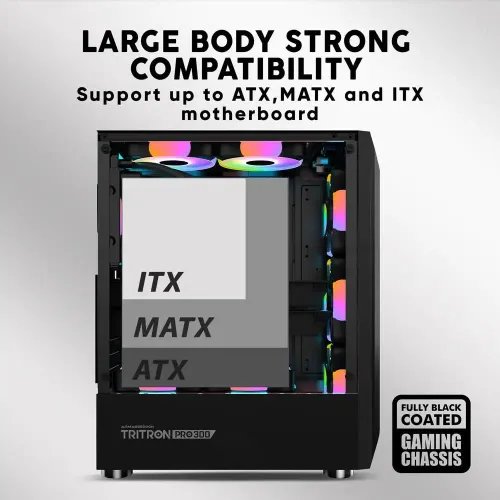 ARMAGGEDDONGAMINGPCCASEWITH3ARGBFANSTRITRONPRO300BLACK